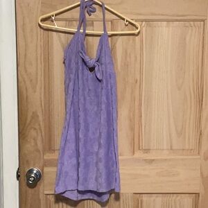 Purple Halter Adjustable Swim Dress